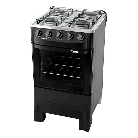 Cocina Tem Mastercook glp color negro con puerta con visor