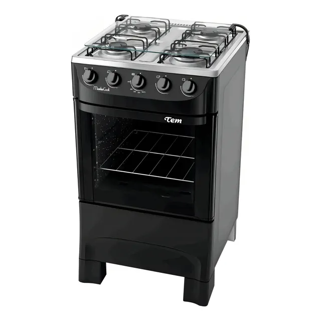 Cocina Tem Mastercook glp color negro con puerta con visor