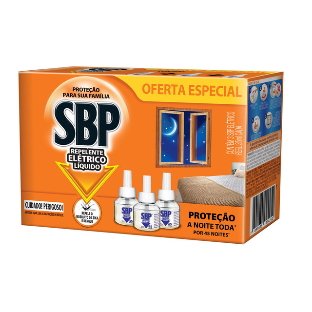 Repelente Líquido Refil Elétrico 3 Unidades 35ml Cada Sbp Repelente Líquido Refil Elétrico 3 Unidades 35ml Cada Sbp