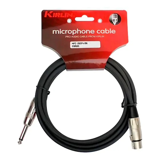 Cable XLR Hembra a Jack 6.3 mm Mono Kirlin MPC282PN 3 Metros Negro