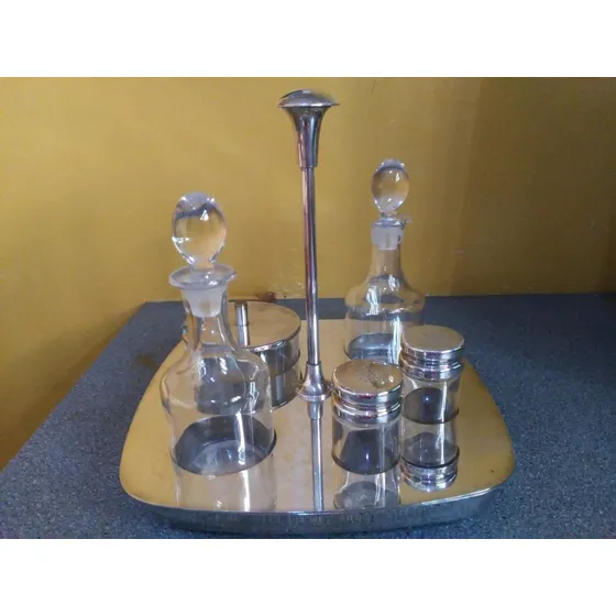 Juego De Sal Pimienta Aceite Y Vinagre Plateada