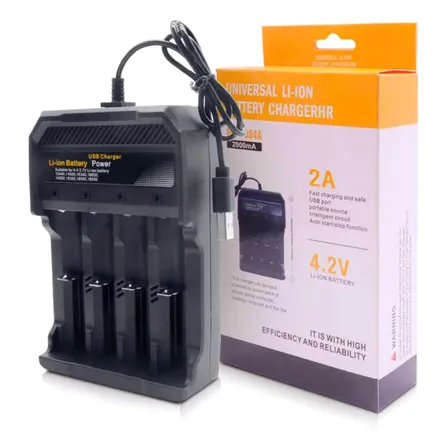 Cargador Baterías Recargables 3.7v Li-ion Usb 4 Canales