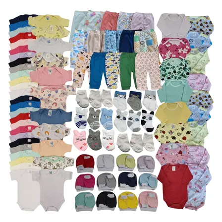 Kit Enxoval 36 Peças Bebê Algodão Antialérgico