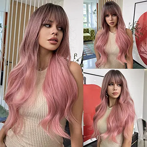 Jooler Long Brown Wig With Bangs Dark Brown Wig Long Myl34