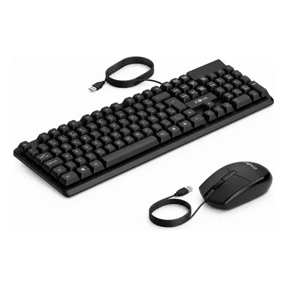 Kits Teclado E Mouse Com Fio Inova, Perfeito Para Escritórios, Silencioso, Resistente E Durável, ABNT2 Com 107 Teclas, Cabo Com 120cm, Para pc, Windows, Mac, Linux, Computadores Ou Laptops, Cor Preto