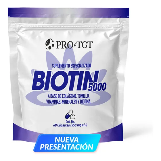 Biotina 5000 60 Cápsulas Biotina Bariatrica Sin Sabor Protgt