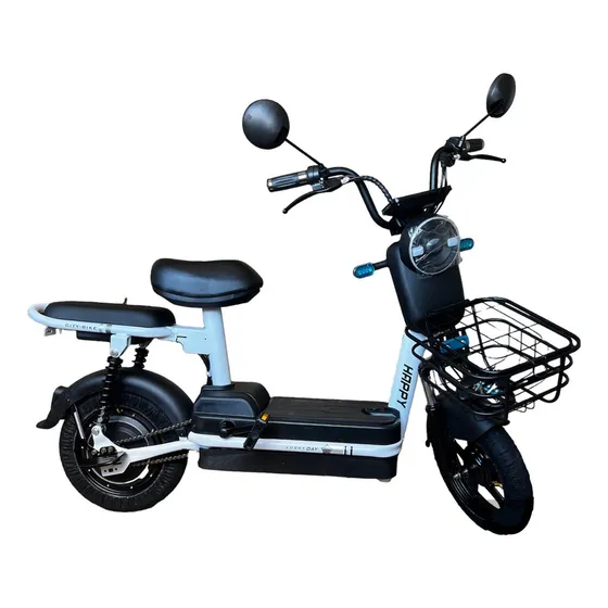 Bicicleta Elétrica Scooter 350w C Cesto Não Precisa Cnh 32km Cor Branco/Preto