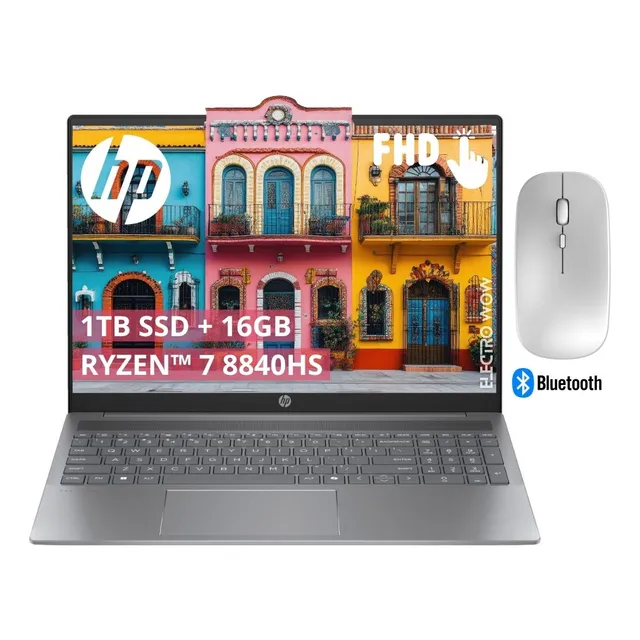 HP Ryzen 7 8840hs 16 GB RAM 1 TB Ssd Pantalla 16 Táctil FHD 1920 X 1080 Amd Radeon Graphics Incluye Windows 11 Laptop 16-ag0075 Con Regalo