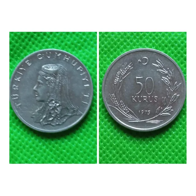 Moneda 50 Kurus, Turquía 1975.