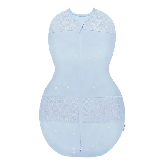 Manta De Swaddle Algodón Orgánico Azul Celeste Estrellado Pe