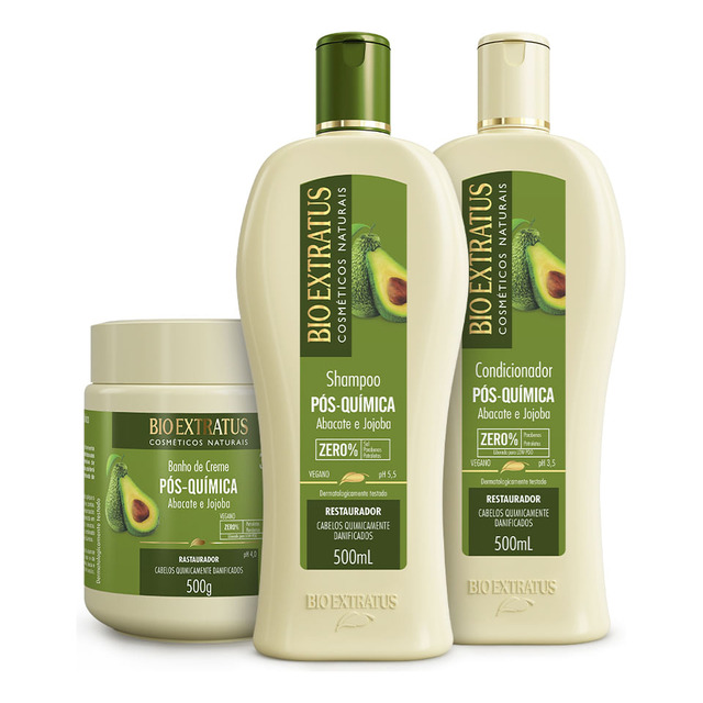 Kit Pós-química (500ml/g) Shampoo, Condicionador E Banho De Kit Pós-química (500ml/g) Shampoo, Condicionador E Banho De