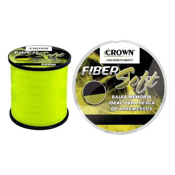 Linha Mono Crown Fiber Soft Yellow 0,37mm 27lb/12,2kg - 500m