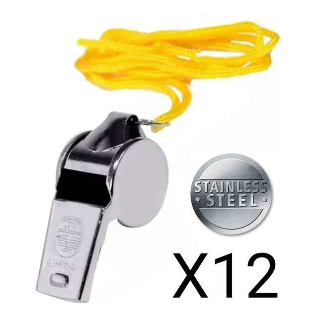Silbato Pito Profesional Deportivo Policial Metal Pack X12