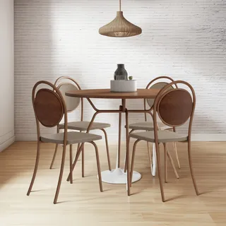 Conjunto Sala De Jantar 4 Cadeiras Nolita Carraro Rose Conjunto Sala De Jantar 4 Cadeiras Nolita Carraro Rose