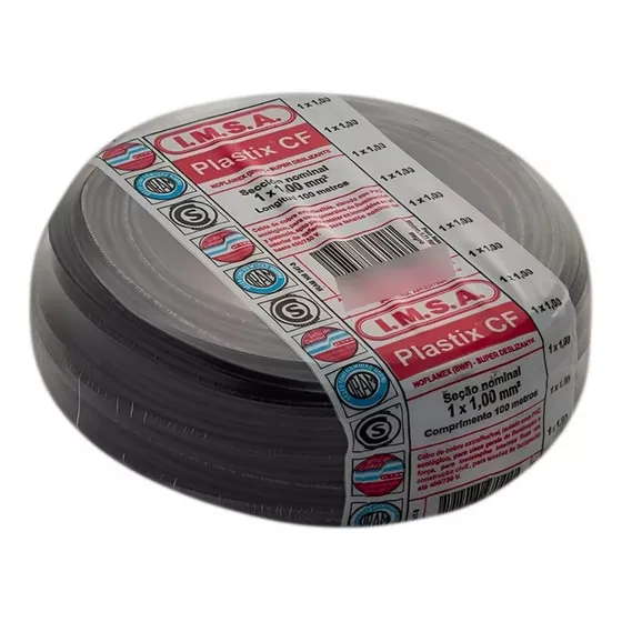 Cable Unipolar 1 X 1mm Imsa Plastix Cf Rollo X 100 Metros Cubierta Negro