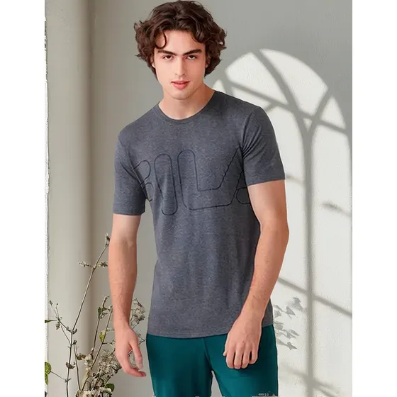 Camiseta Manga Corta Para Hombre Fila Comfort Gris Oscuro