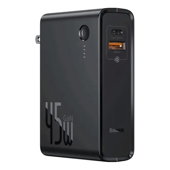 Baseus Power Bank 2 En 1 Gan Charger 10,000mah A 45w Color Negro