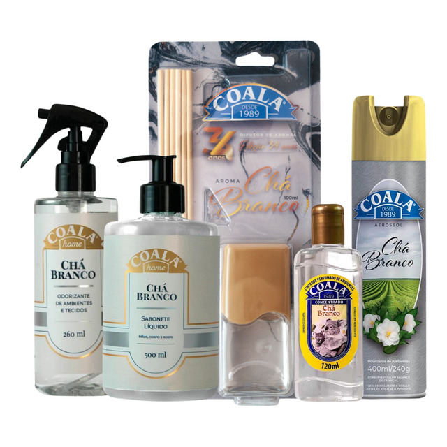 Kit Coala Chá Branco Limpeza Aromatização Completa Ambientes Kit Coala Chá Branco Limpeza Aromatização Completa Ambientes