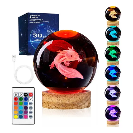 Lampara De Noche Led 3d Galaxia Bola Cristal, Ajolote
