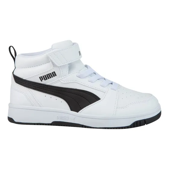 Tenis Puma Rebound V6 Mid Ac 8320 Blanco Con Negro Para Niño
