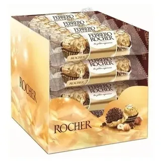 Bombom Ferrero Rocher 3 Unidades Display 16x3 = 48 Bombons Bombom Ferrero Rocher 3 Unidades Display 16x3 = 48 Bombons