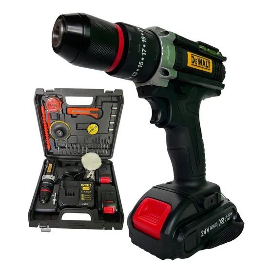 Taladro Percutor Inalámbrico 24v 3/8 Metal + Polichadora (a)