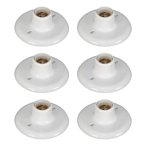Kit 6 Plafonier Plafon Bocal Opl Porcelana 100w E27 Branco 127v/220v