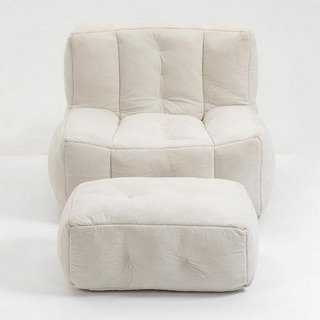 Silla De Puff De Terciopelo Inmozata Con Reposapiés - Ideal Silla De Puff De Terciopelo Inmozata Con Reposapiés - Ideal