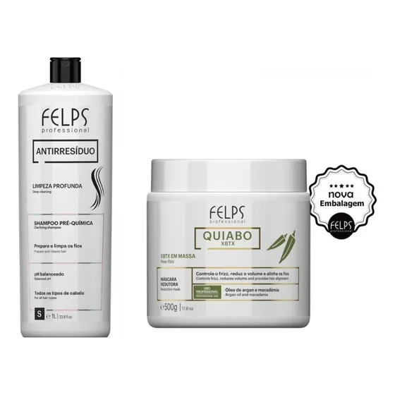 Kit Felps Profissional  Shampoo Antirresiduo 1l + Okra 500gr