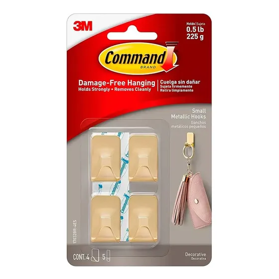 Ganchos Command De 3m Decorativos Dorados Sin Daño X 4u