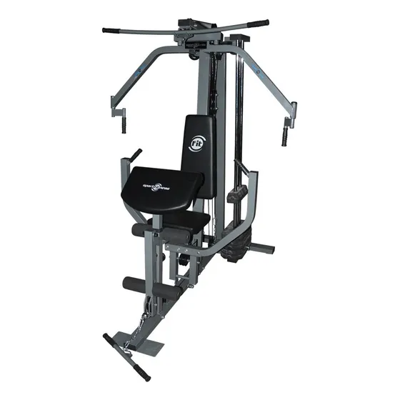 Multifuerza 150 Lbs Multi Ejercicios Sportfitness Gimnasio Estructura Gris Tapizado Negro