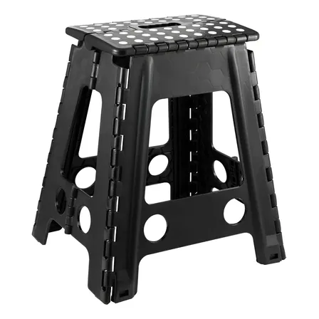 Banqueta Dobrável Plástica 45cm Preta Rmaistech Portátil Multiuso 150kg