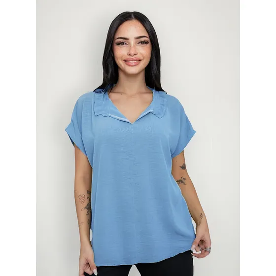 Blusa Mujer Remera Cey Elastizada Tipo Camisa Moda Dama
