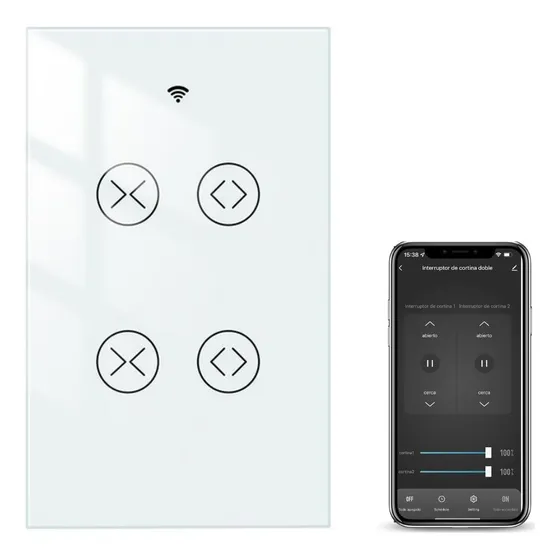 Interruptor Doble Para Cortina O Persiana Wifi, Tuya Smart