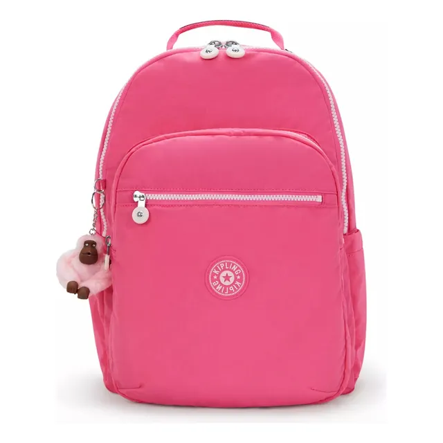 Mochila Urbana Kipling Bagpack Seoul Color Happy Pink Combo Diseño Liso 27l