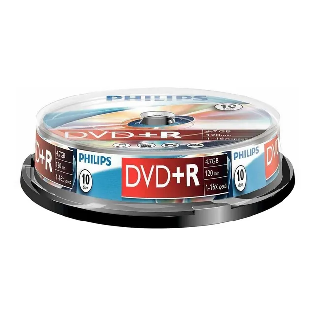 Disco virgen DVD+R Philips de 16x por 10 unidades