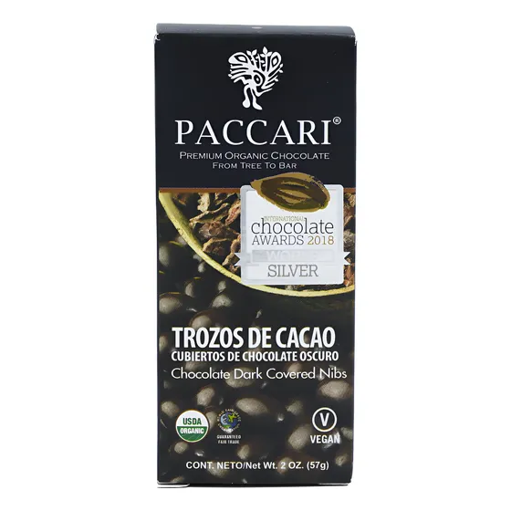 Paccari Trozos De Cacao Cubiertos Chocolate Oscuro