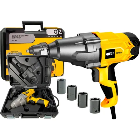 Chave De Impacto Eletrica Reversível 1/2 900w + Acessórios Amarelo 127v 60hz