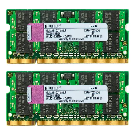 Memória Kingston Notebook 4gb (2x2gb) Kvr667d2s5 Ddr2 667mhz