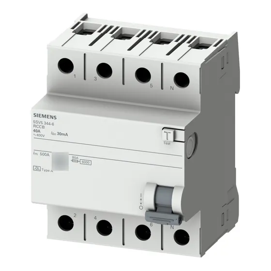 Disyuntor Diferencial Tetrapolar 4x63a 30ma Siemens