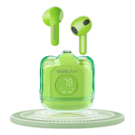 Auriculares in-ear gamer inalámbricos Lenovo ThinkPlus XT65 verde con luz LED