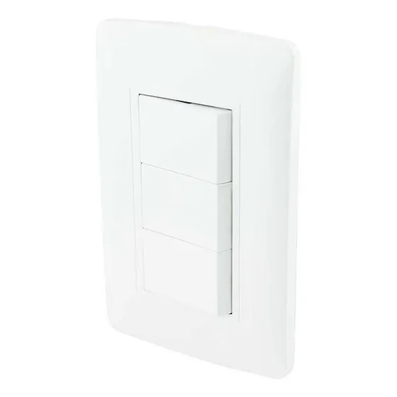 Apagador Triple Sanelec 4458 Con Placa 10 A 127 V 60 Hz