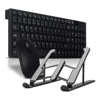 Kit Para Notebook Teclado E Mouse Sem Fio Usb E Suporte Base Kit Para Notebook Teclado E Mouse Sem Fio Usb E Suporte Base
