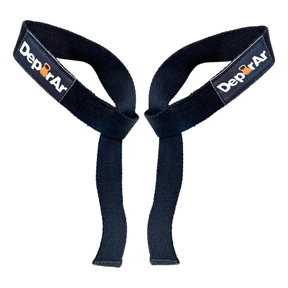 Cintas Agarre Powerlifting Straps Cross Gym Premium 2 Unid Color Negro - Eco