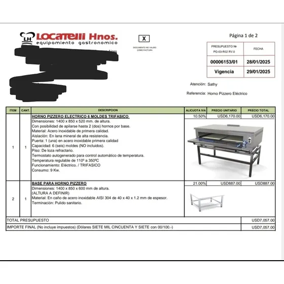 2 Hornos Pizzeros Electricos Locatelli 6 Moldes
