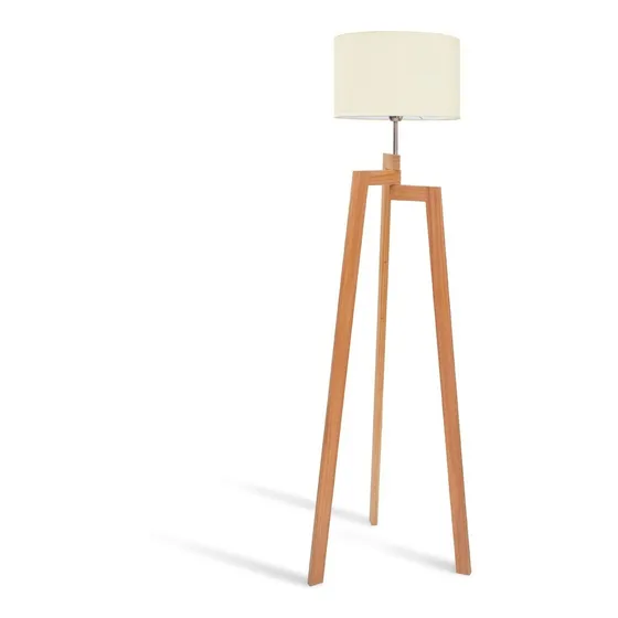 Lampara De Pie Tripode Madera Modelo Nordic