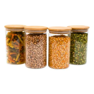 Kit 4 Potes De Vidro 1,1l Tampa De Bambu HermĂ©ticos - TĂŒd Kit 4 Potes De Vidro 1,1l Tampa De Bambu HermĂ©ticos - TĂŒd