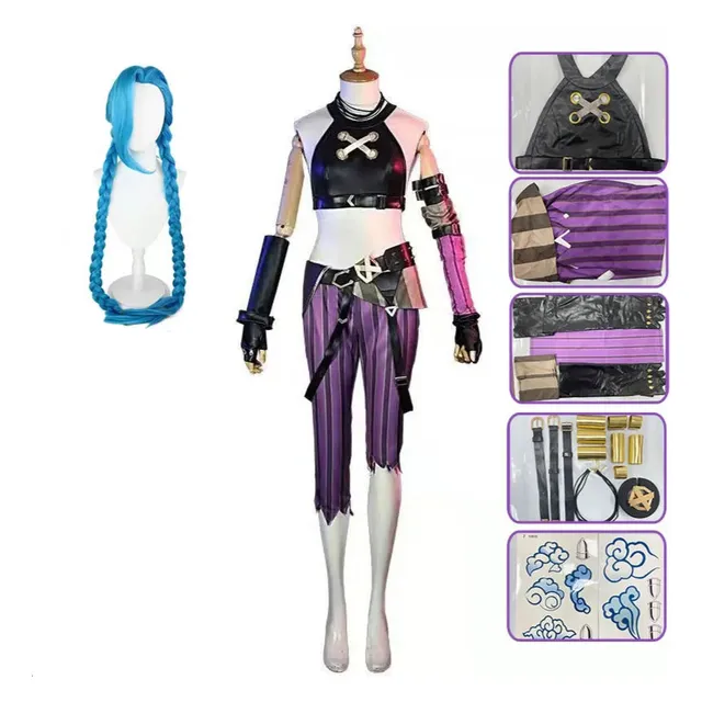 Q Disfraz Y Peluca De Arcane Jinx Lol Cosplay De The Loose