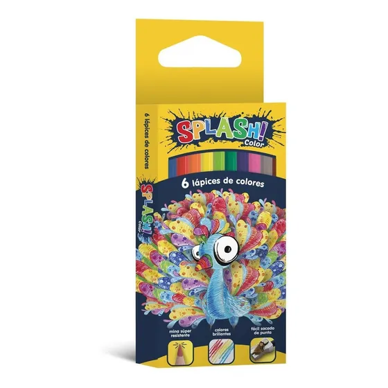 Lapices De Colores Cortos Splash Lapiz Pack X 6 Unidades