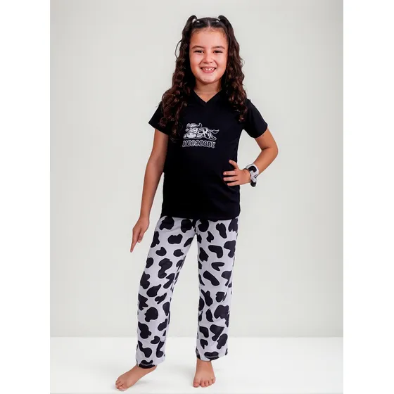 Pijamas Para Niñas Manga Corta Y Pantalón Largo